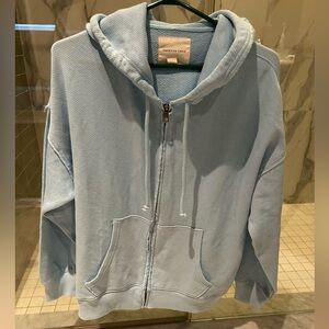 American Eagle Light Blue Zip-Up Hoodie sweatshirt